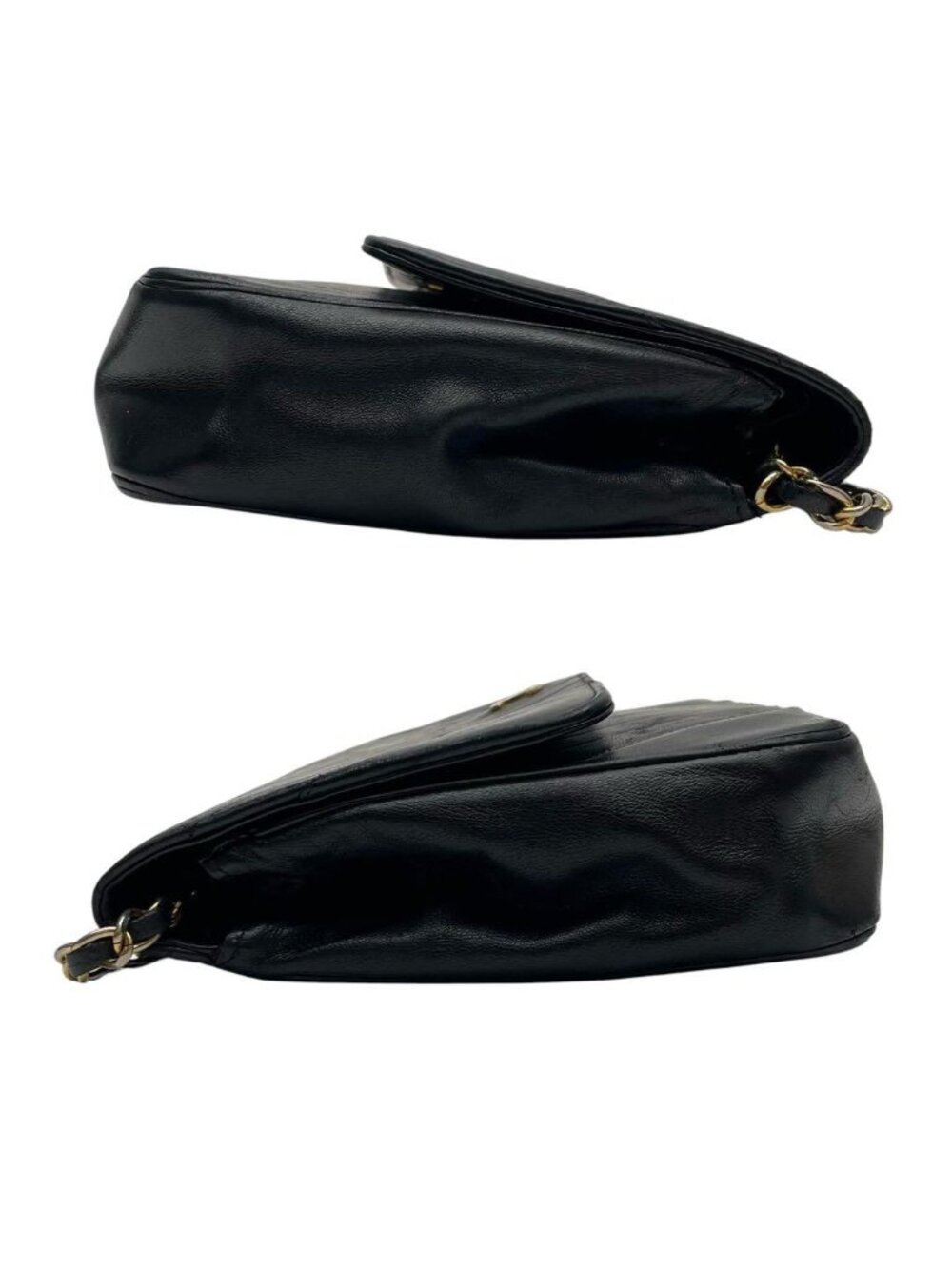 Chanel Lambskin Stitch CC Logo Chain Shoulder Bag Black - Picture 4 of 10